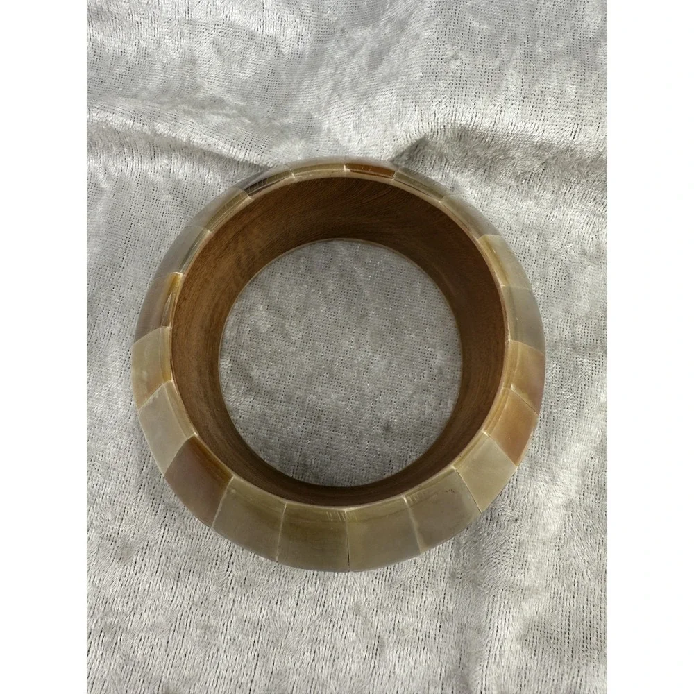 Vintage Chunky Bangle Bracelet Horn‎ Boho 8.5